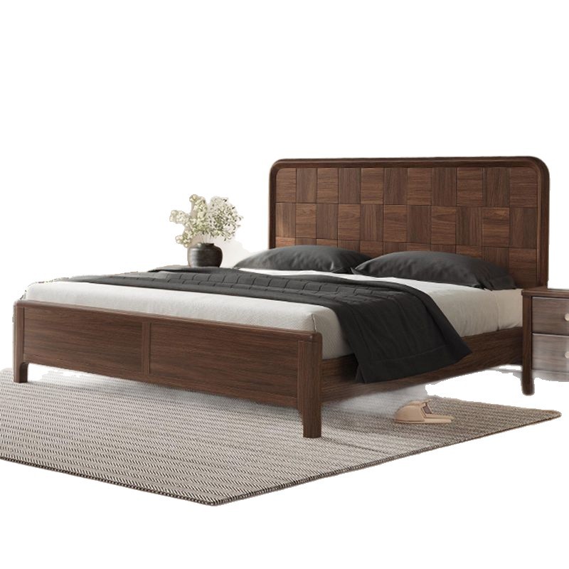 New Chinese Modern Minimalist Solid Wood Master Bedroom Wedding Bed House 1.8m Double Bed Furniture Black Walnut Solid Wood Bed