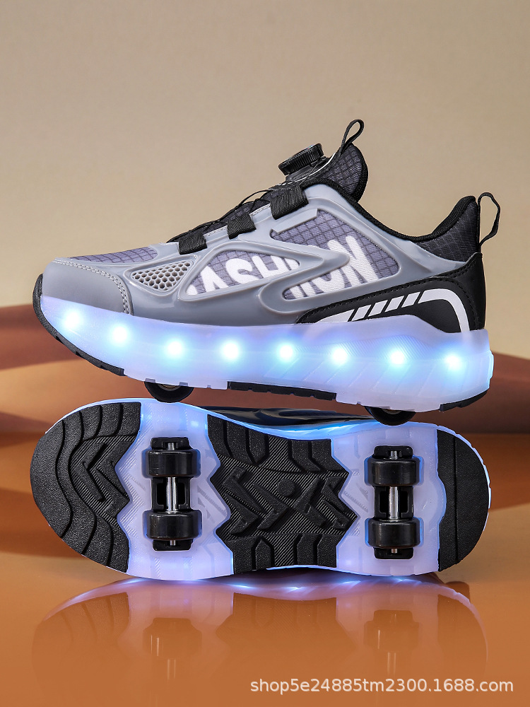 Binle Bird Children's Heal Shoes Four Wheel Summer Boys' Luminous Detachable Girls' Student's Wheeled sneaker