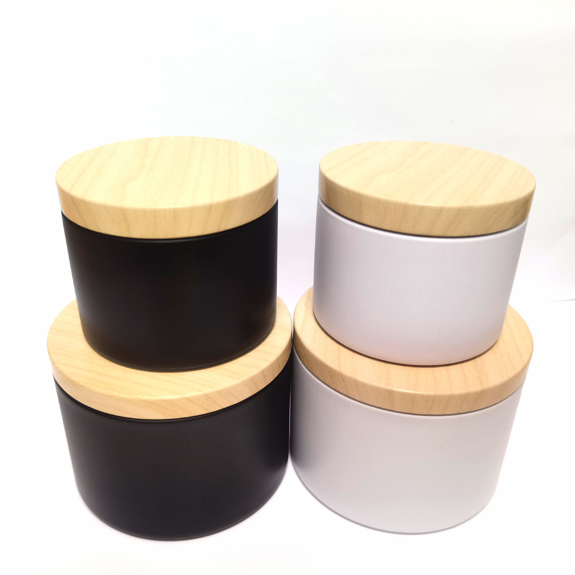 Cross-border in stock candle jar 4oz aromatherapy candle jar manufacturers wood grain candle tinplate candle jar cup