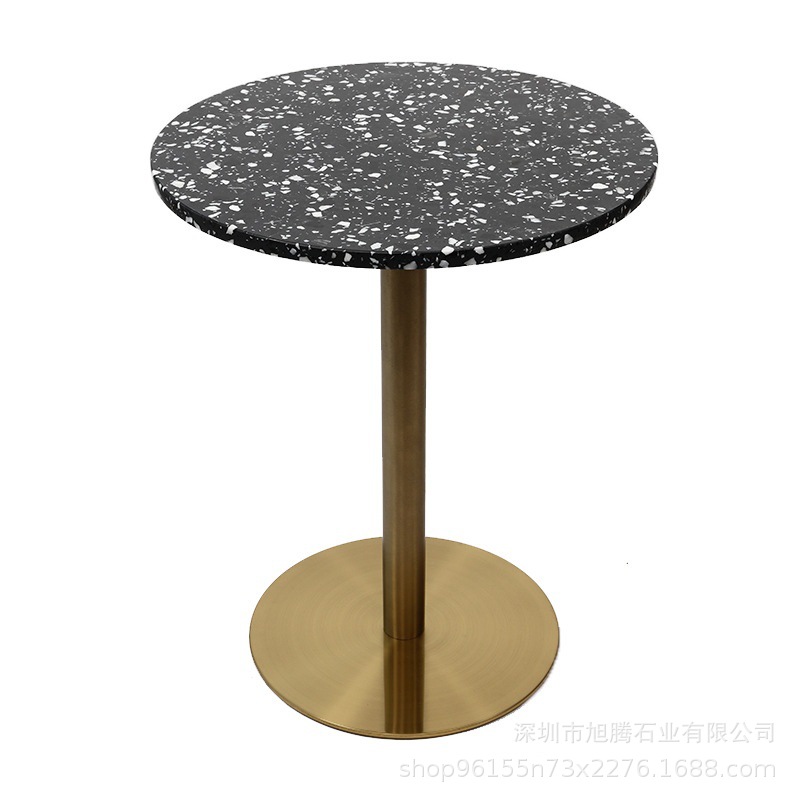 Nordic Style Terrazzo Small Round Table, Popular on Instagram, Coffee Shop Meeting Table, Balcony Leisure Light Luxury Decorative Round Table