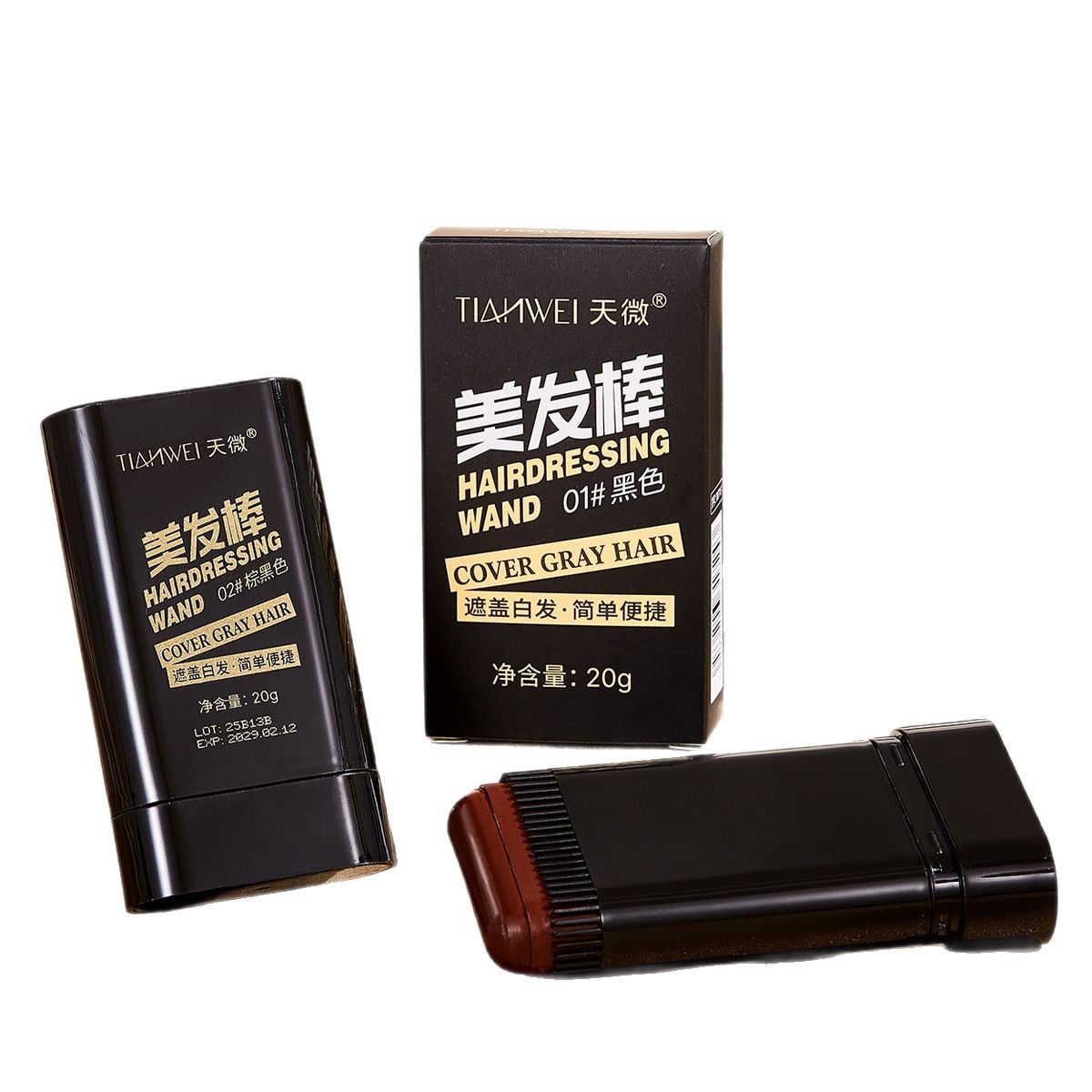 Hairdressing Stick, Micro-Comb Dyeing Black and White Hair Covering Artifact, Non-Fading, Disposable Hair Dyeing Stick, Plant Color Replenishing Cream