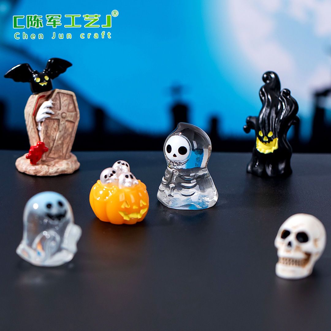 Cross-border Trade Micro Landscape Halloween Crystal Ball Decorations Accessories Faceless Ghost Pumpkin Resin Small Ornaments