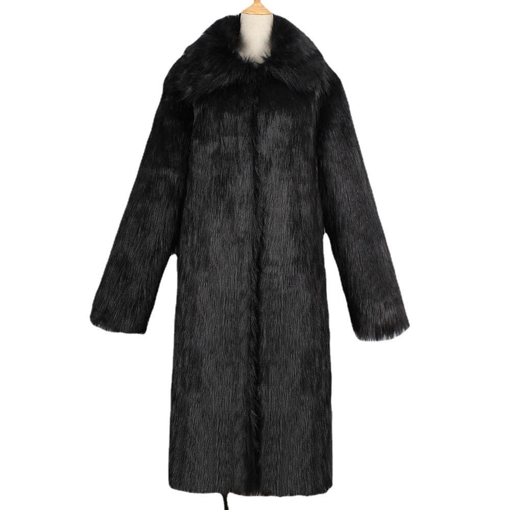 Cheng Juan T0794 Autumn and Winter New Men's Square Collar Faux Fur Long Coat Coat Men's European and American Foreign Trade Spot