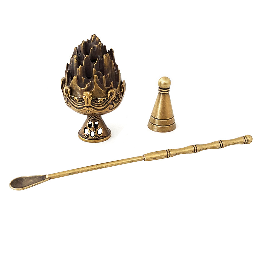 Wholesale Alloy Tower Incense Mold 3-Piece Set Boshan Furnace Zen Incense Burner Ornaments Tower Incense Agarwood Powder Incense Accessories