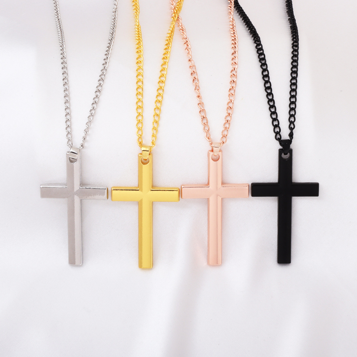 Europe and the United States cross-border hot cross necklace men and women all-match hip hop couple pendant bracelet jewelry suit factory wholesale