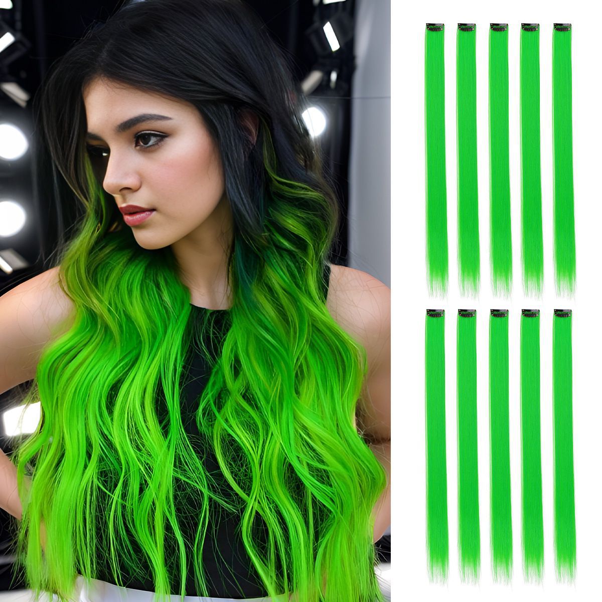 Wig Hair Extensions, Colorfuled Hair Extensions, Straight Hair Extensions, Colorfuled Hair Extensions, Simulated Hair, High Temperature Silk Curly Hair Extensions, Women's Length