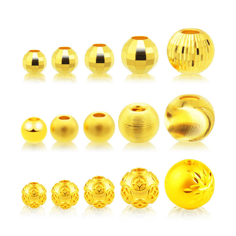 Shuibei Gold Glossy Gold Beads Loose Beads Transfer Beads Pure Gold 999 Round Beads DIY Wholesale Factory Direct Sales Live Broadcast Hot Style