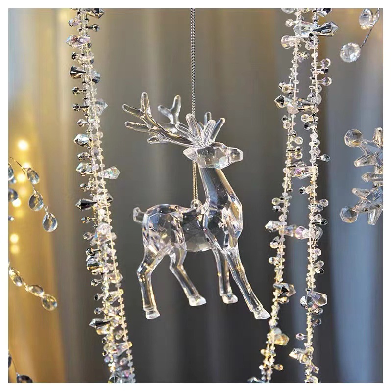 Подвеска оленя на Рождество, прозрачный акриловый олень, подарок-орнамент для дома