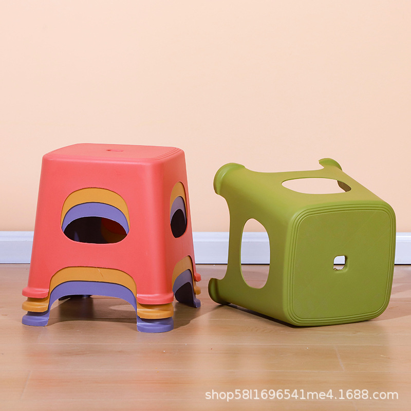 Factory Wholesale Household Plastic Stool Adult Low Stool Living Room Bathroom Stool Thickened Small Square Stool Stackable Shoe Changing Stool