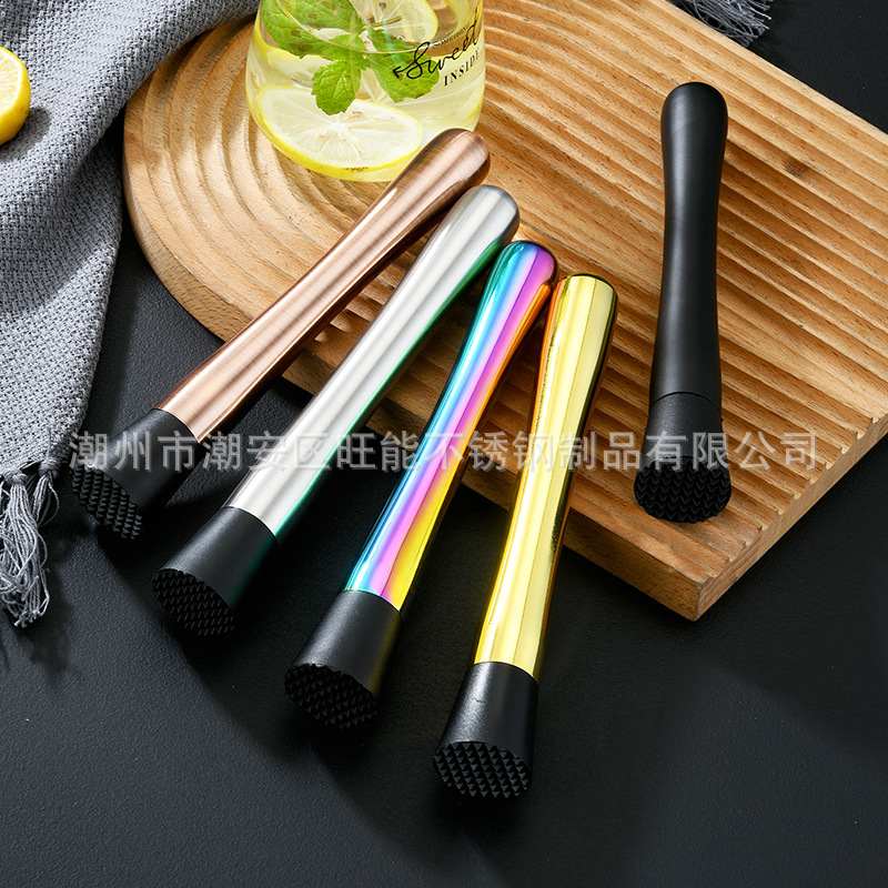 Stainless Steel Juice Crushed Popsicle Pressed Juice Stick Milk Tea Shop Hand Mashing Stick Fruit Pressing Stick Beaten Lemon Crushed Ice Hammer