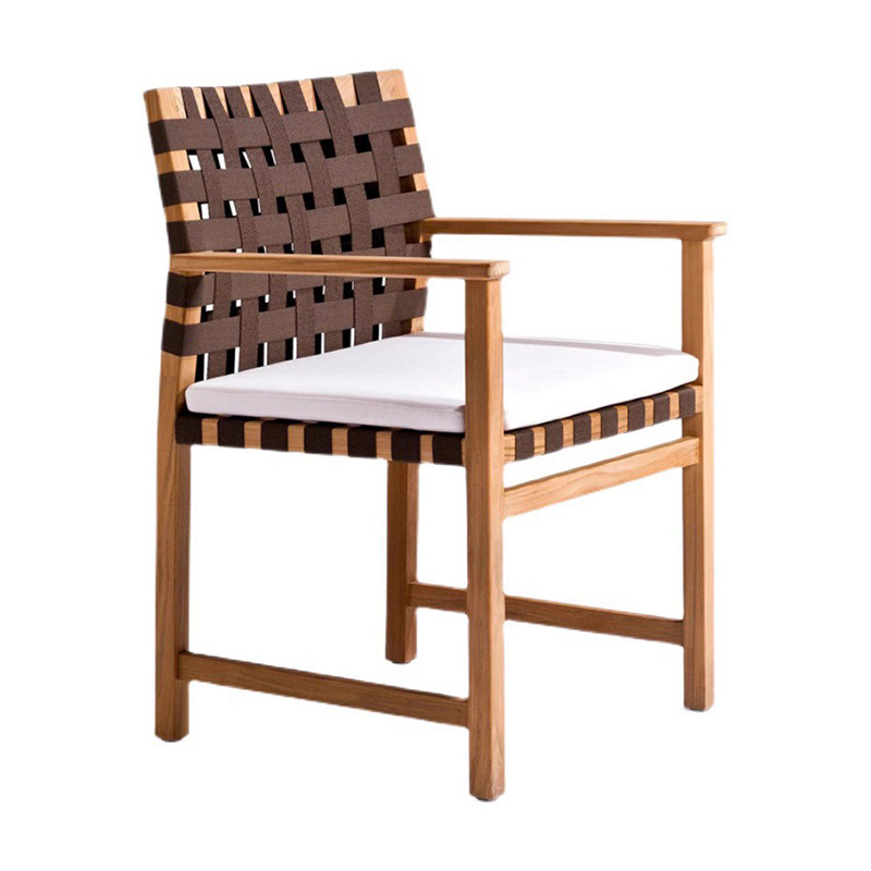 Table and Chair Anti-Corrosion Solid Wood Courtyard Garden Terrace Outdoor Long Table for Guesthouses, Waterproof and Sun-Resistant, Made of Teak and Rattan, Durable and Anti-Corrosion