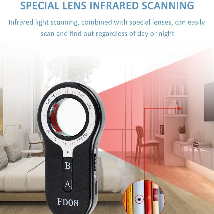 Детектор анти-подслушивания FD08, инфракрасный детектор камер, сканер GPS, анти-мониторинг