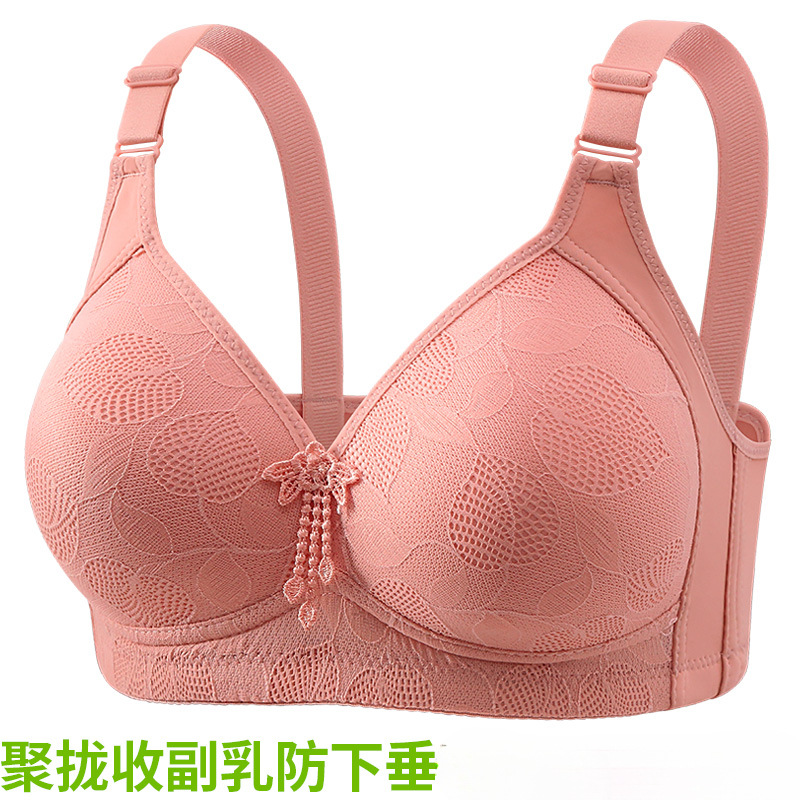 Middle-Aged and Elderly Women's Comfortable Mother's Push-Up Underwear Middle-Aged Women's Large Size Wire-Free Bra Cotton Summer
