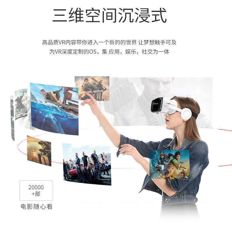 [Blu-Ray] 2022 New Qianhuan Vr Glasses Bluetooth Headset Large Screen 360-Degree Panoramic Head-Mounted 3D Glasses