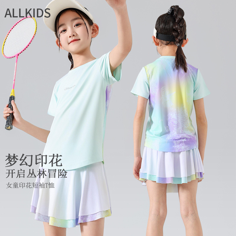 Футболка с коротким рукавом для девочек 25 новая летняя быстросохнущая