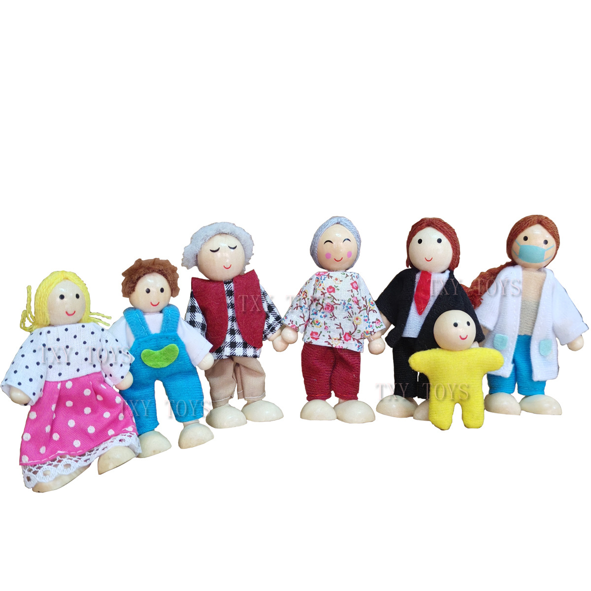 25-Year-Old Family Doll Toy Wooden Joint Movable Professional Family Set Lawyer Doctor Artificial Doll