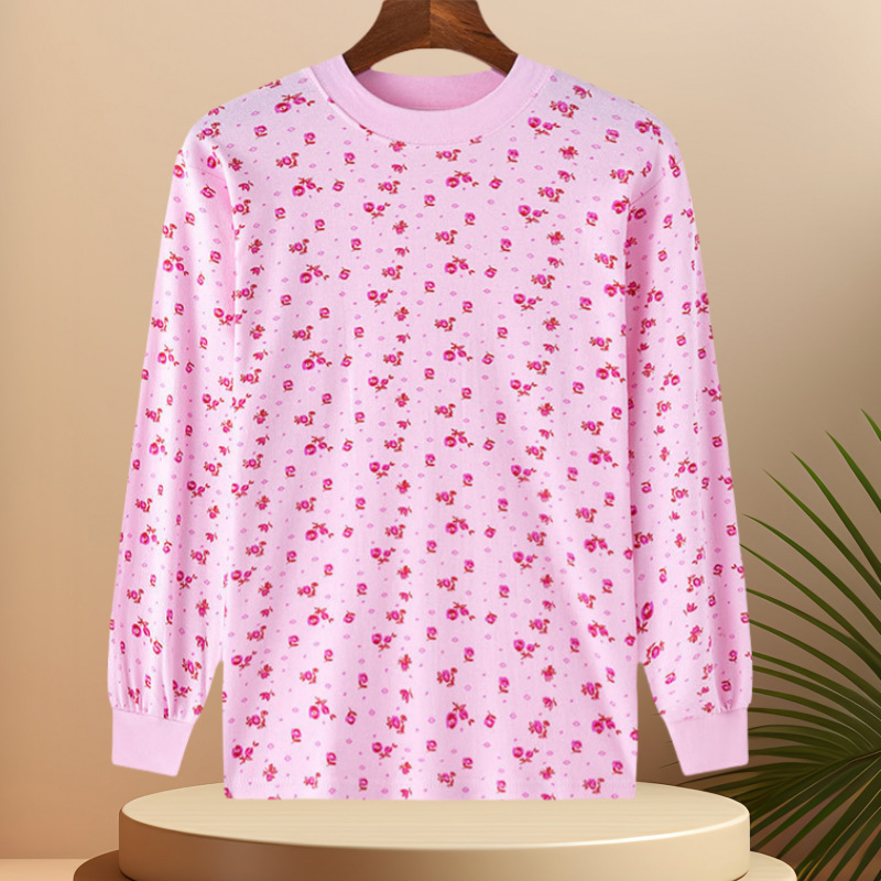 Модная цветочная хлопковая одежда для женщин среднего и пожилого возраста, базовая футболка с цветочным принтом