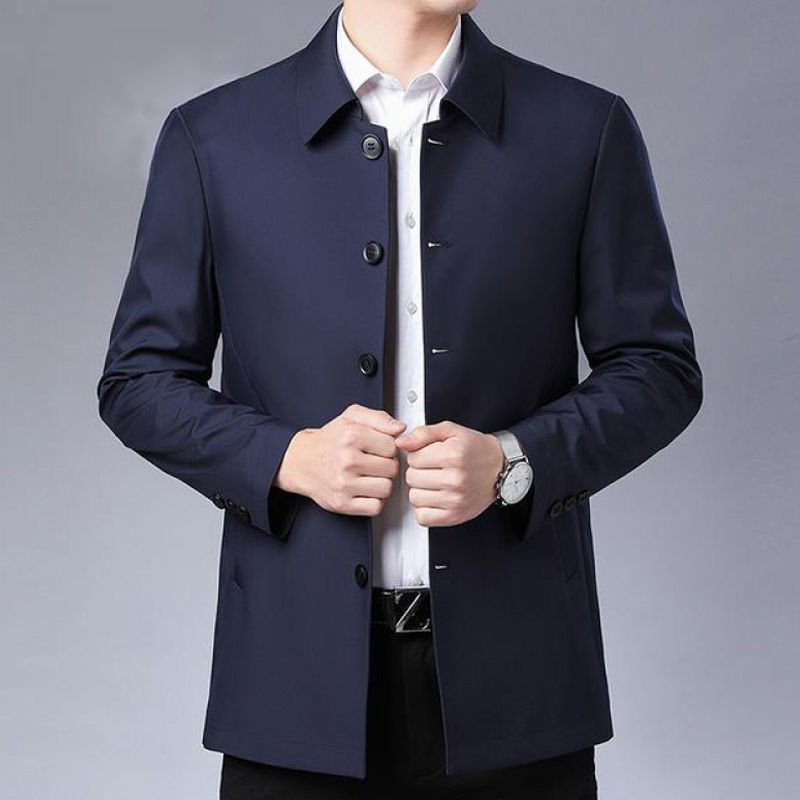 Middle-aged Jacket Men's Spring and Autumn Wear Thin Middle-aged Men's Coat Top Mid-length Casual Dad's Spring Wear