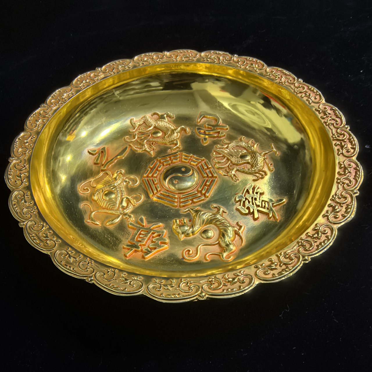 Antique Bronze Pure Copper Gilt Plate Dish Home Furnishings Antique Collection