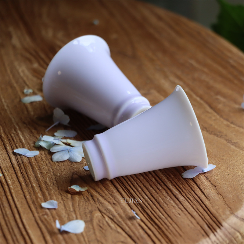 Dehua White Porcelain Small Tea Cup Single Cup Fragrance Cup Fragrance Gathering Personal Tea Cup Flavor Purple Universal Kung Fu Tea Cup