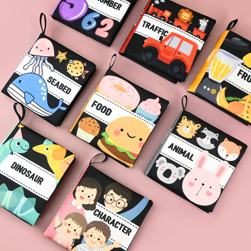 New baby cloth book bilingual tear can bite black and white cognitive cloth book baby early education toys puzzle cloth book