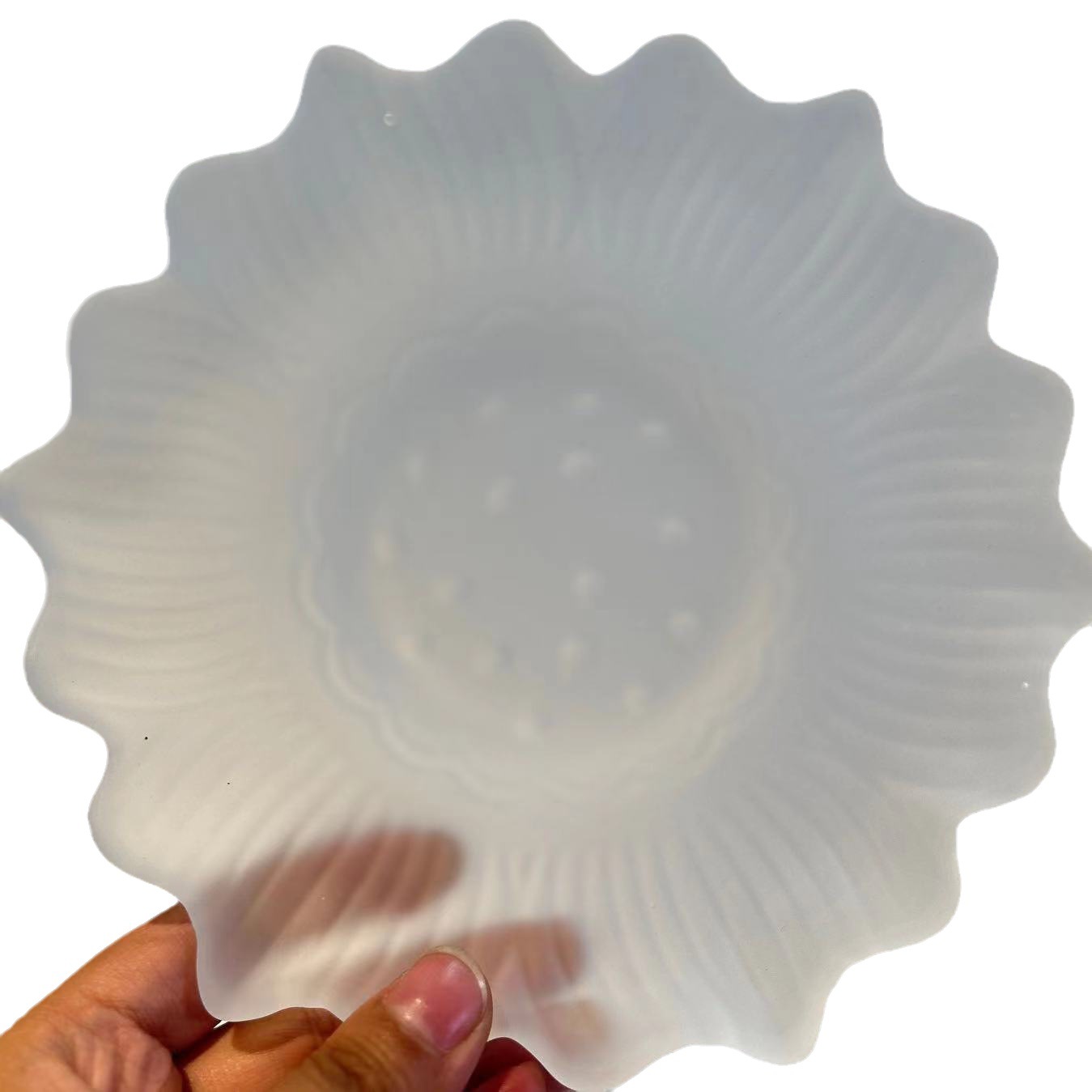 New Chinoiserie Popular Niche Frosted Crystal Glass Lotus Small Tea Tray Small Dried Fruit Tray Portable Cover Bowl Pot Holder