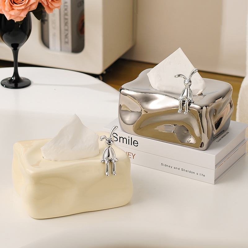 Creative Glacier Ceramic Tissue Box Home Living Room Coffee Table Desktop Paper Box Light Luxury Advanced Niche Paper Box