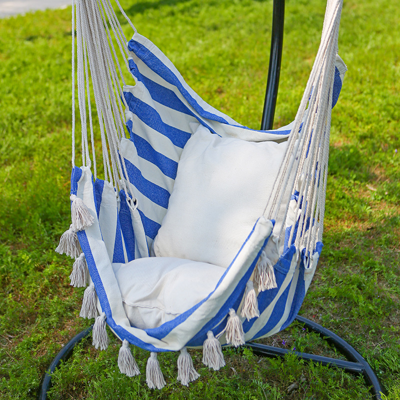 Scandinavian Indoor and Outdoor Tassel Hanging Chair Canvas Portable Hammock Hanging Basket Student Dormitory Internet Celebrity Same Style Hanging Chair