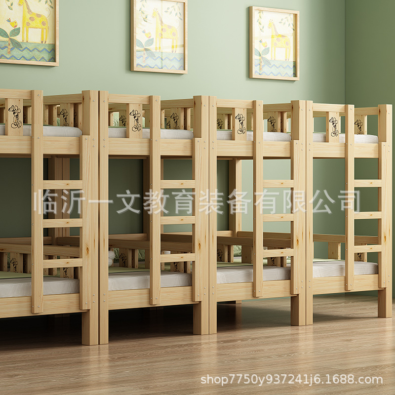 Solid Wood custody class bunk nap bed kindergarten bunk bed Primary School students lunch break up and down bed small dining table