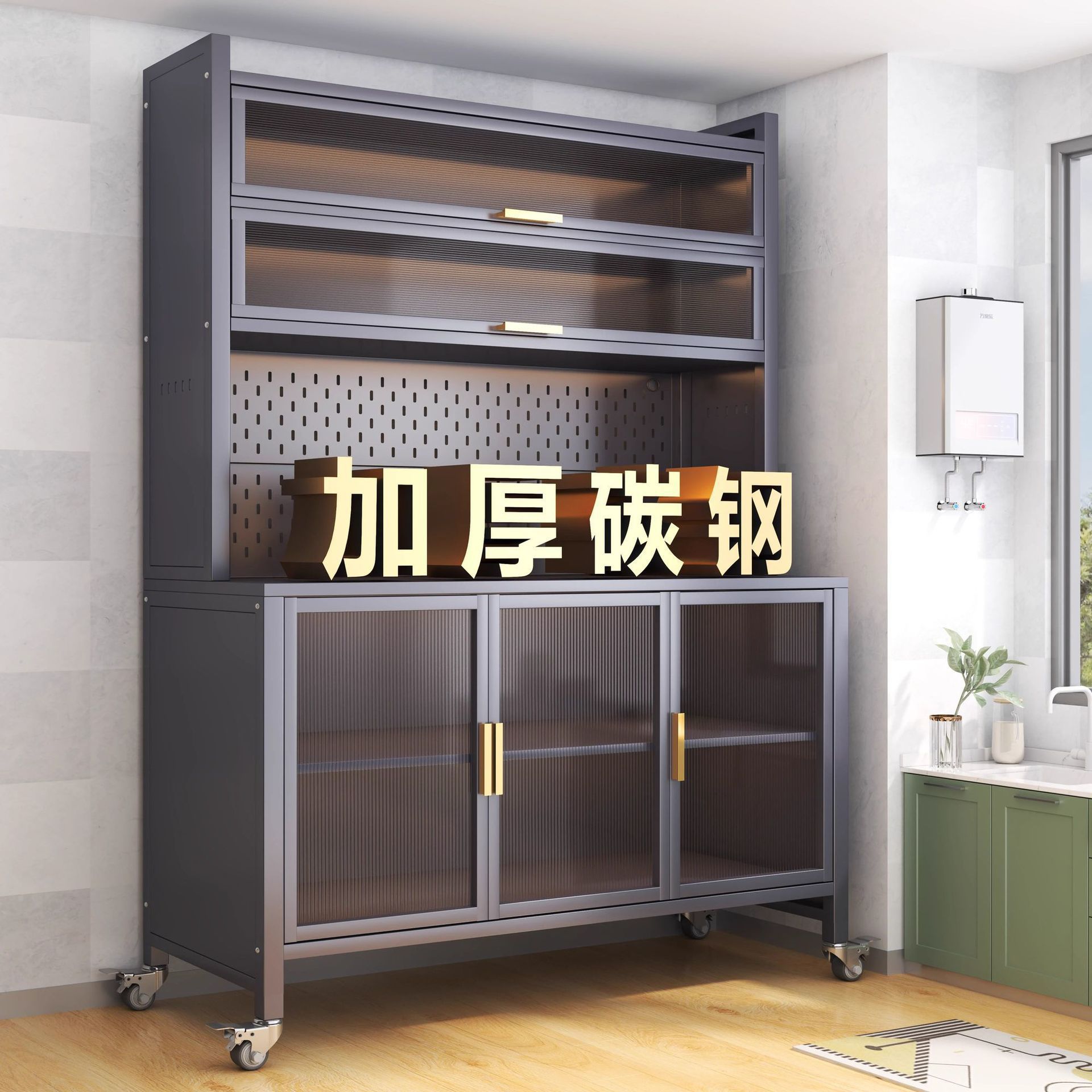 Kitchen Multifunctional Storage Rack Slate Sideboard Household Dustproof Storage Cabinet Multi-Layer Snack Cabinet Floor-Standing Storage Cabinet