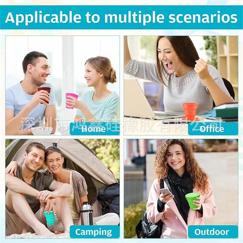 Silicone Folding Water Cup Outdoor Sports Travel Portable Drop-resistant Silicone High Temperature Resistant Telescopic Cup