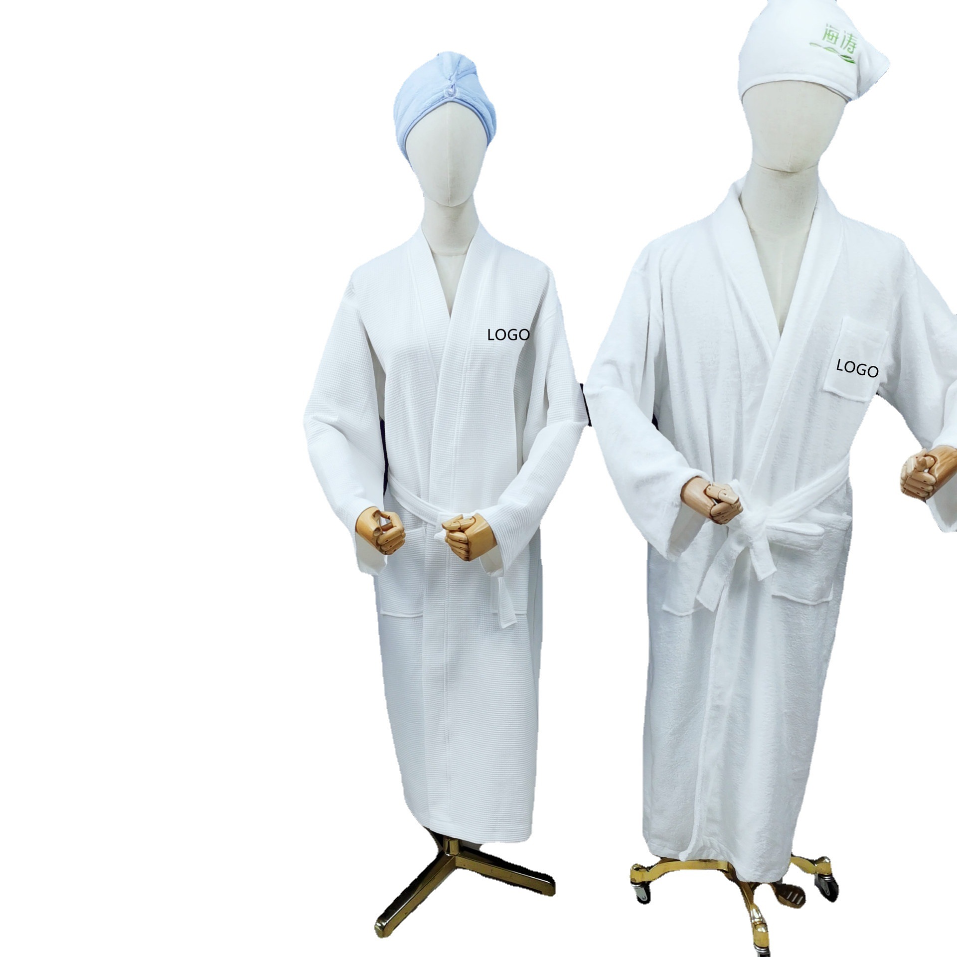 Factory direct supply Cotton Four Seasons waffle hotel bathrobe SPA Club bathrobe embroidery LOGO customization