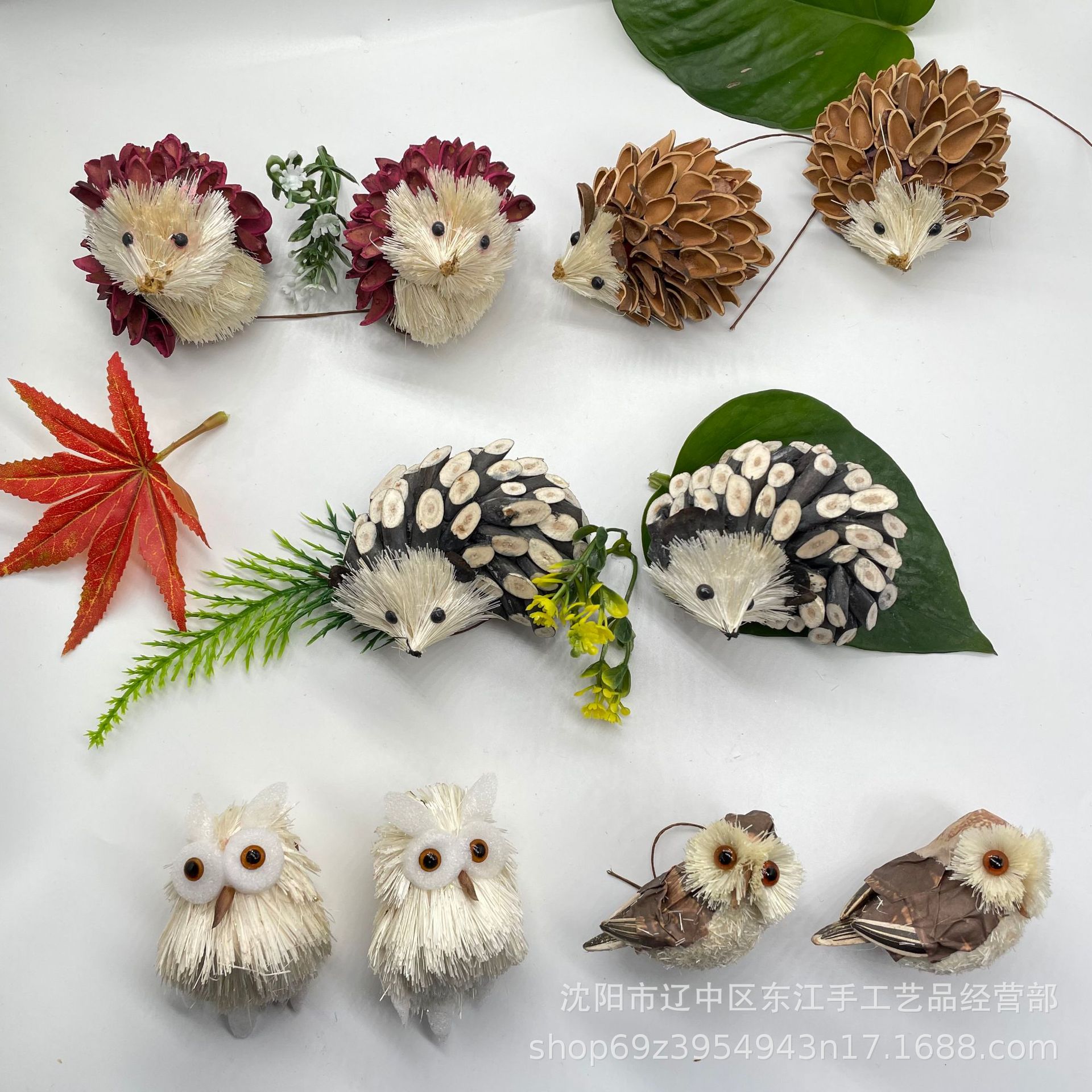 Simulation Plant Hedgehog Ornaments Straw Owl Ornaments Kindergarten Classroom Decoration Desktop Handmade DIY Material