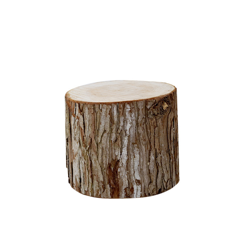 Fir Solid Wood Pier with Leather Wood Pile Cylindrical Wood Segment Solid Wood Pier Log Pier Creative Root Carving Coffee Table Wooden Base Pier