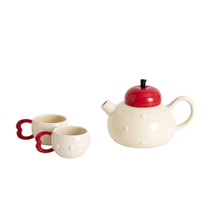 Apple Water suit High-end Household Living Room Ceramic Tea Cup Kettle suit with Gift Box Gift Giving for Housewarming
