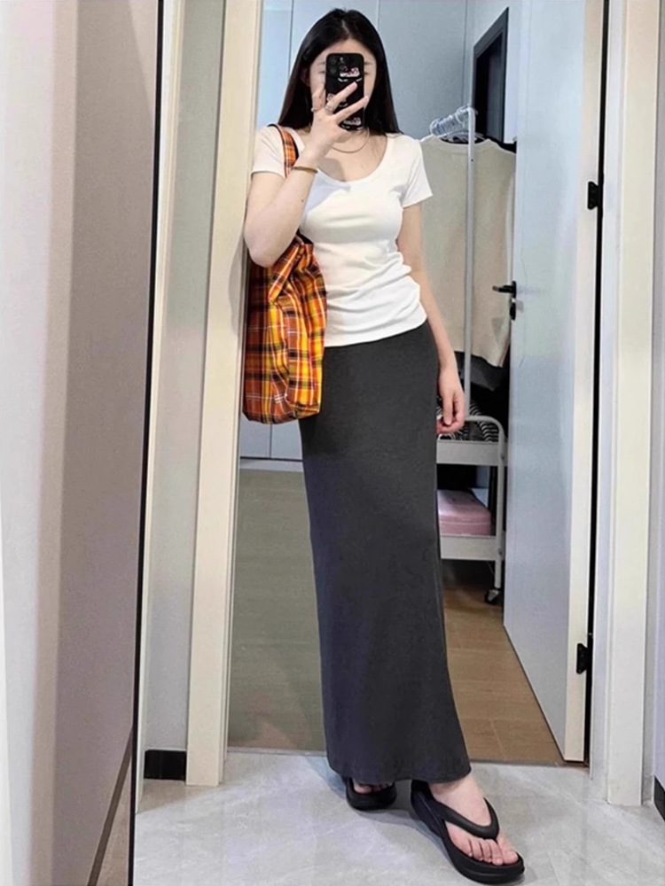 Pregnant Women's Skirt for Small Women Summer New Fashion Outer Wear Thin Pregnant Women's Mid-length Hip Fishtail Long Skirt