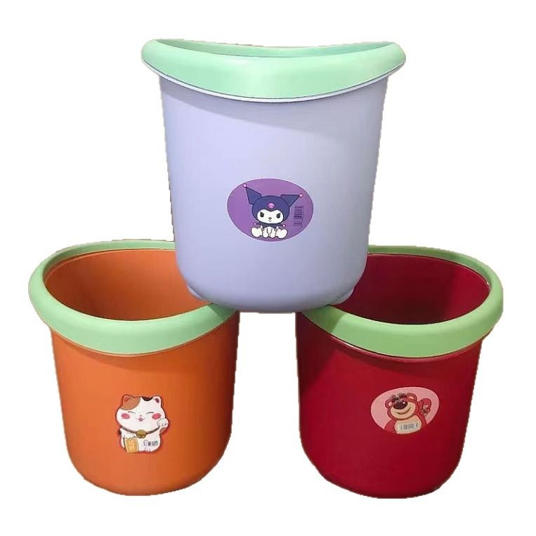 Manufacturer Wholesale New Lucky Cat Trash Can Strawberry Bear Pressure Ring Trash Can Household Kitchen Miscellaneous Storage Bucket