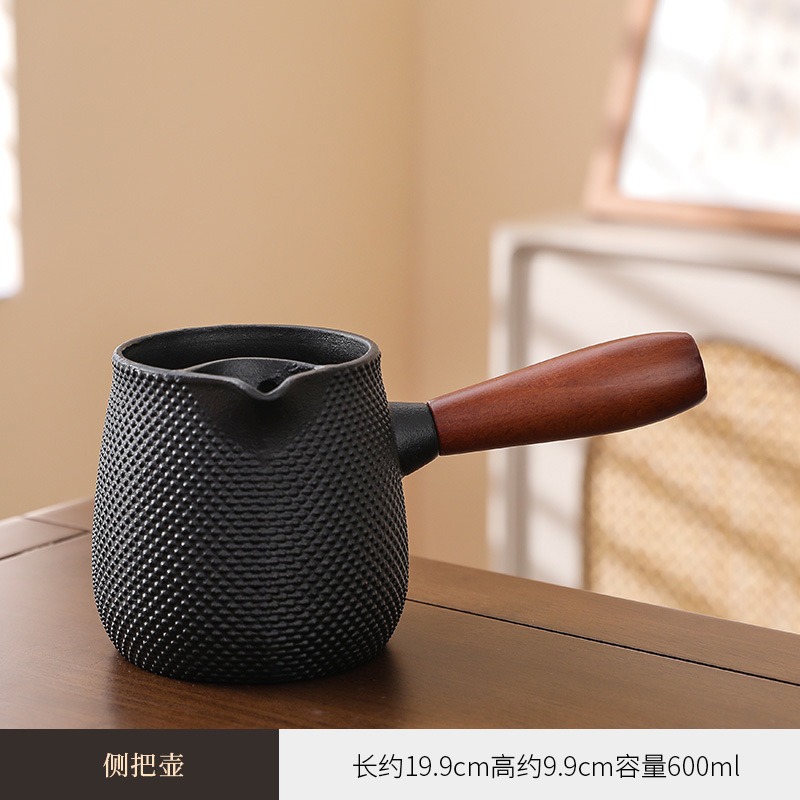 Encircled stove pot roasted milk iron casting side pot outdoor tea making artifact large capacity frying teapot wine warming container scented tea container