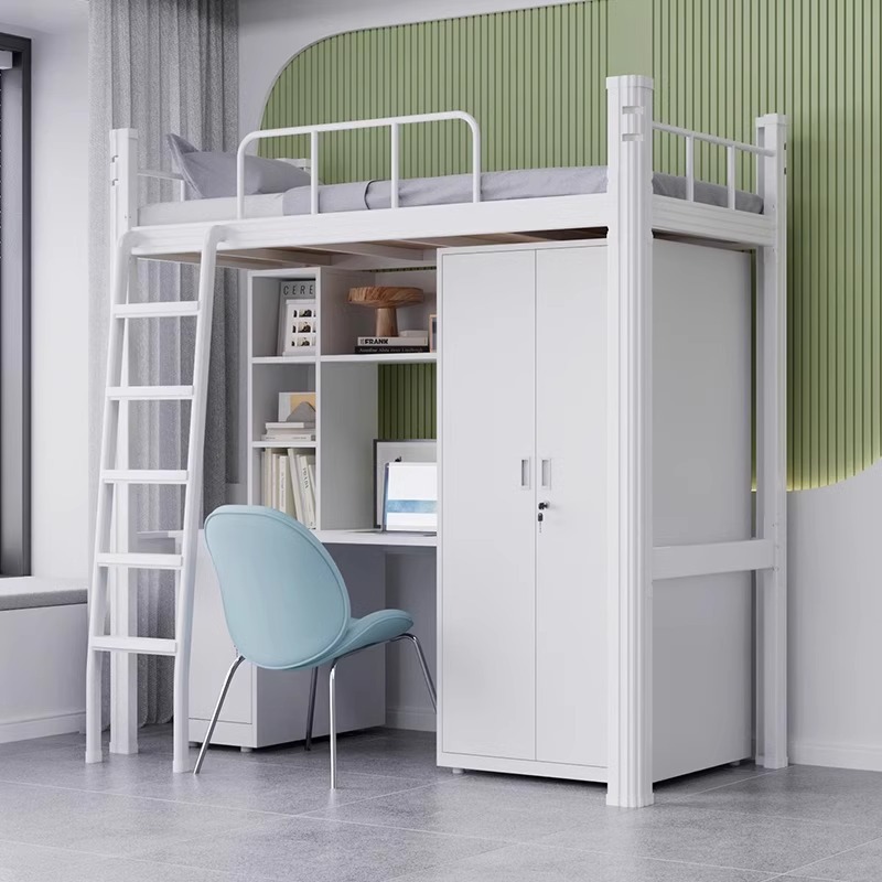 Apartment Bed, Bed and Table Combination Bed, Dormitory Iron Frame Bed, Staff Dormitory Bunk Bed, Student Bunk Bed, Floor Ladder