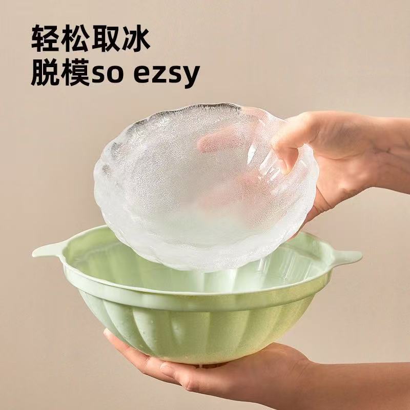 Large and Small Ice Bowl Molds for Homemade Frozen Cold Noodles, Silicone Ice Trays for Chilled Sashimi and Cold Dishes