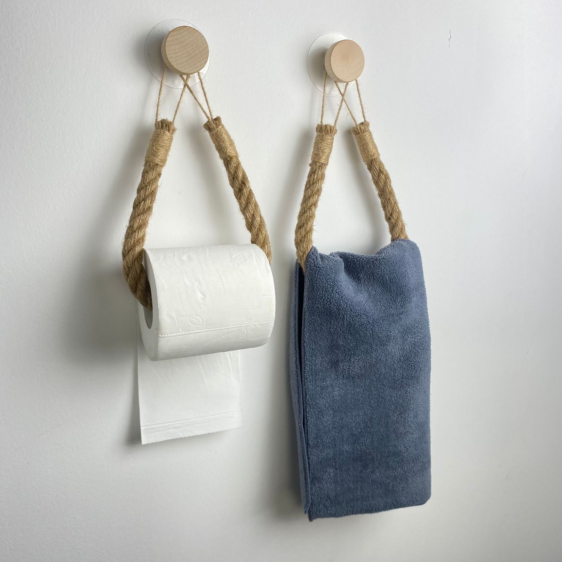 Hand-Woven Punch-Free Self-Adhesive Bathroom Bathroom Office Towel Rack Paper Towel Rack in Various Colors
