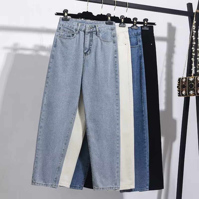 Straight High Waist Jeans Female Students 2022 New Korean Loose Retro Wide Leg bf Hyun Ya Style Floor Pants