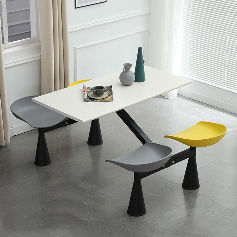Wholesale School Cafeteria Dining Chairs for Four People, Company Dining Tables and Chairs, Employee Canteen Restaurant Table and Chair Combination