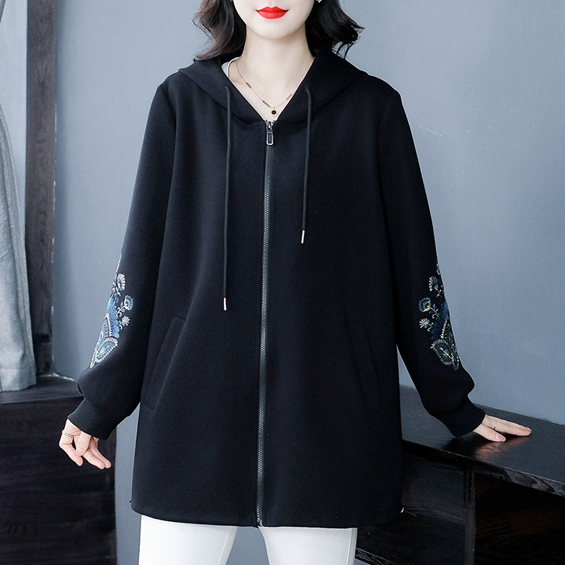 Свободный свитер с капюшоном, вязаный, для женщин среднего и пожилого возраста, модный, осень-зима