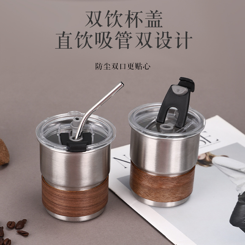 Cross-border 304 stainless steel coffee cup single-layer portable car coffee cup cold step cup beer cup swallow cup