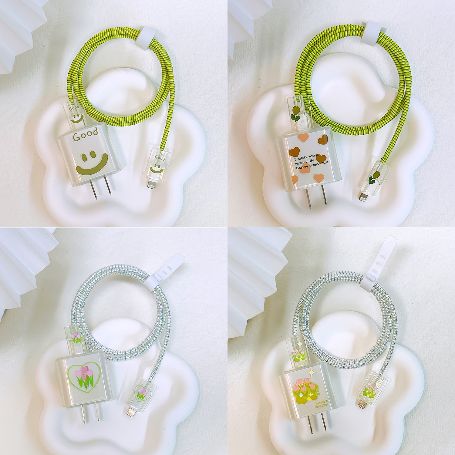 Suitable for Apple 20W Charger Protective Cover, Fast Charging Head Soft Cover, European Standard Soft Shell Wire Bite Device, Painted Pattern