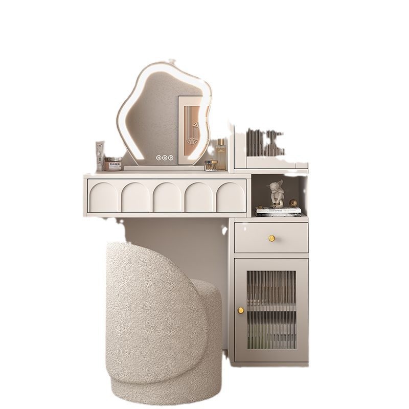 Cream Style Dressing Table Bedroom Modern Simple Small Apartment Internet Celebrity Storage Cabinet Bedside Table Dressing Table Desk Integrated