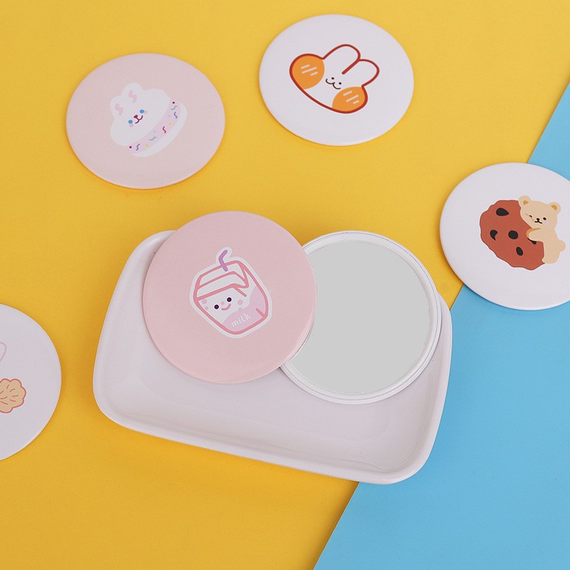 Cartoon Advertising Small Mirror Small Gift Mini Cosmetic Mirror Portable Pocket Mirror Tinplate Small Round Mirror