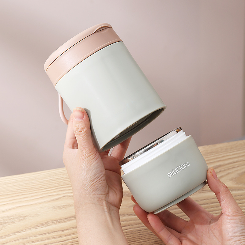 Insulated breakfast cup student office worker milk stainless steel soup cup portable tableware suit cup gift wholesale
