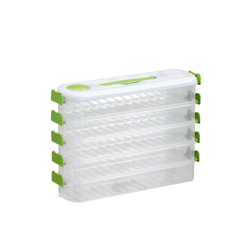 Plastic Storage Box with Gap, Refrigerator Side Preservation Box, Multi-Layer Dumpling and Wonton Box with Lid, Leak-Proof and Sealed